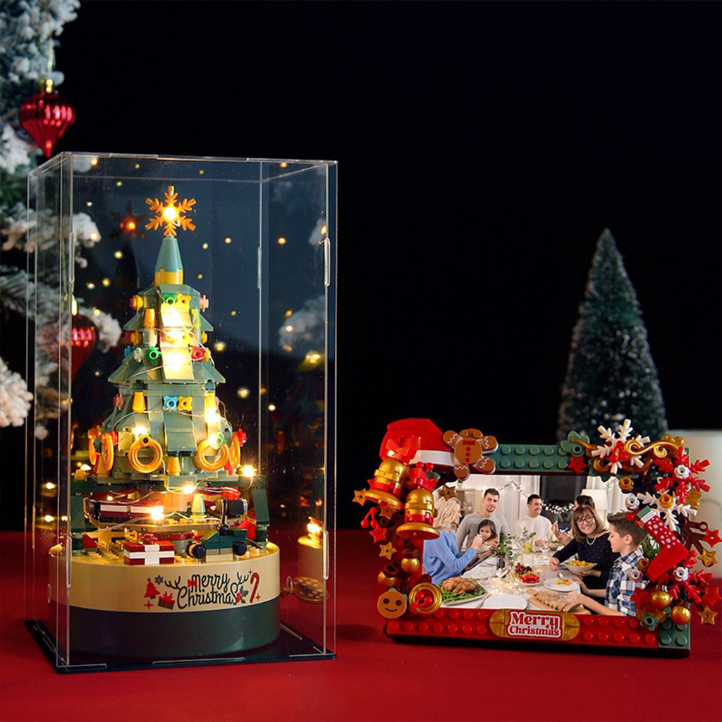 YOTOY Christmas Tree Building Blocks Music Box - Chinese Rotating Brick Toy for Festive Décor & Play