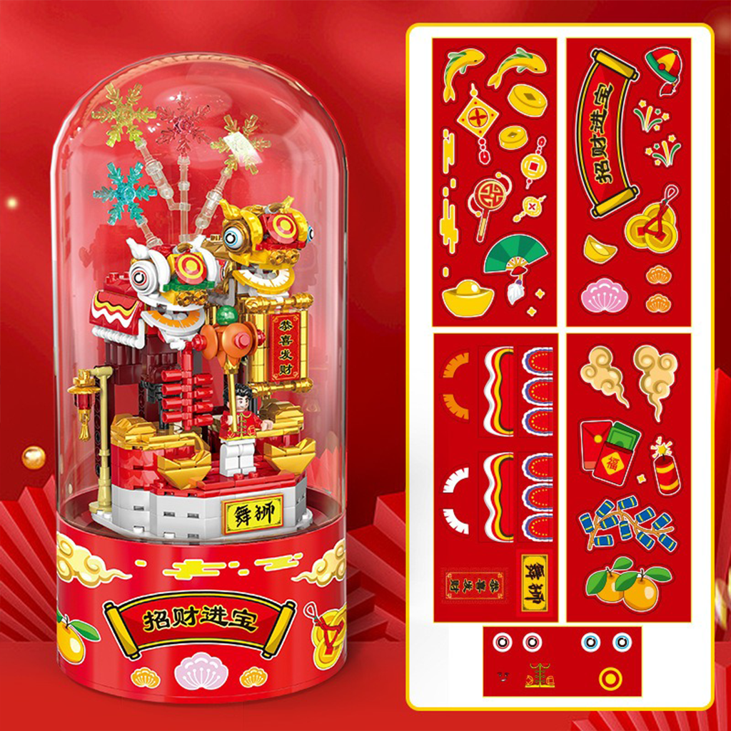 YOTOY Christmas Brick Candy House with Santa, Snowfall, and Rotating Music Box - Compatible with Building Blocks