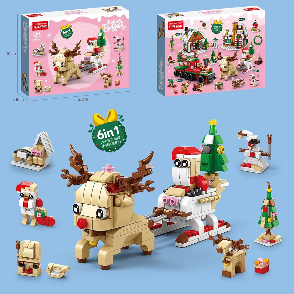 YOTOY Christmas Brick Candy House with Santa, Snowfall, and Rotating Music Box - Compatible with Building Blocks