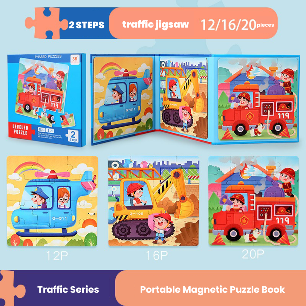 YOTOY Kids Advancing Magnetic Puzzle Set - Early Education Toddler Magnet Toy for Boys & Girls Ages 3-6 | 24-Piece Kit