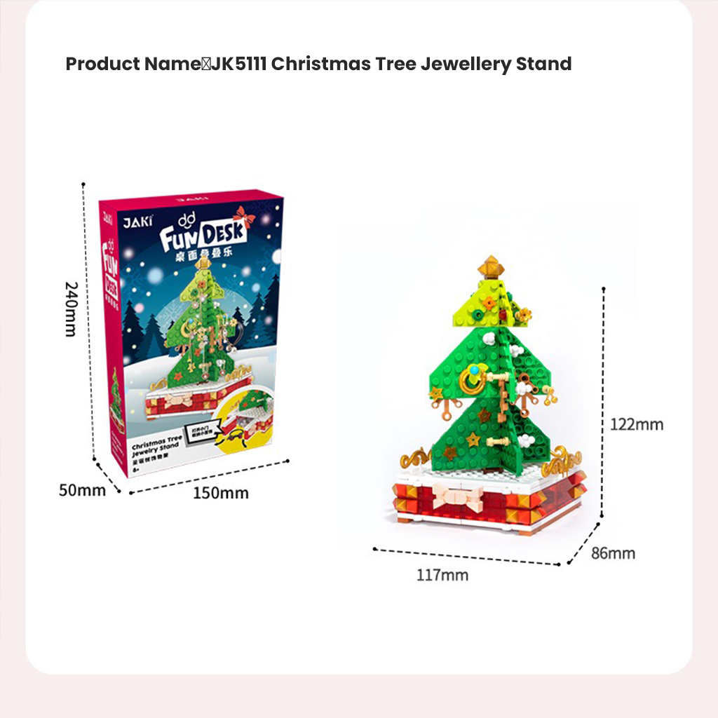 YOTOY Christmas Tree Building Blocks Music Box - Chinese Rotating Brick Toy for Festive Décor & Play