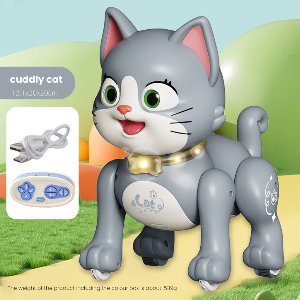 YOTOY 2.4GHz Remote Control Rechargeable Robotic Pet Dog/Cat Toy with Lights & Sound Effects for Kids