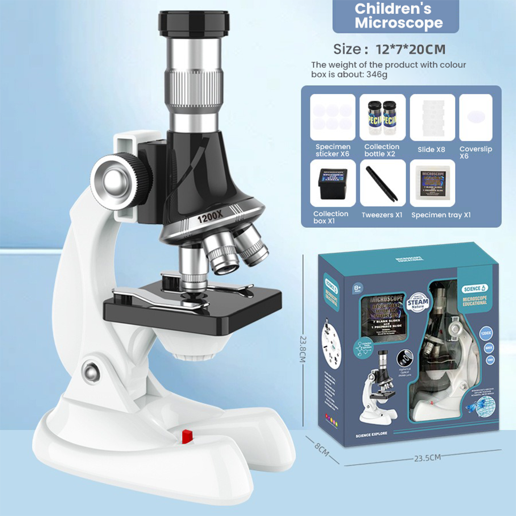 YOTOY Kids Microscope 1200x Magnification Science Toy Kit | STEM Education Biological Experiment Set