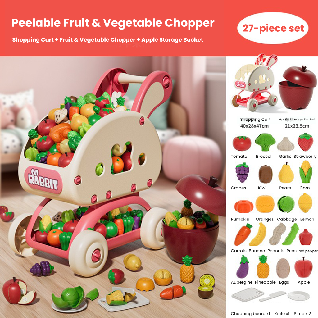 YOTOY FunCut Play Food Vegetables & Fruits Peeler Set | Realistic Kitchen Toy for Kids | Pretend Cooking & Holiday Peace Fruit Gift