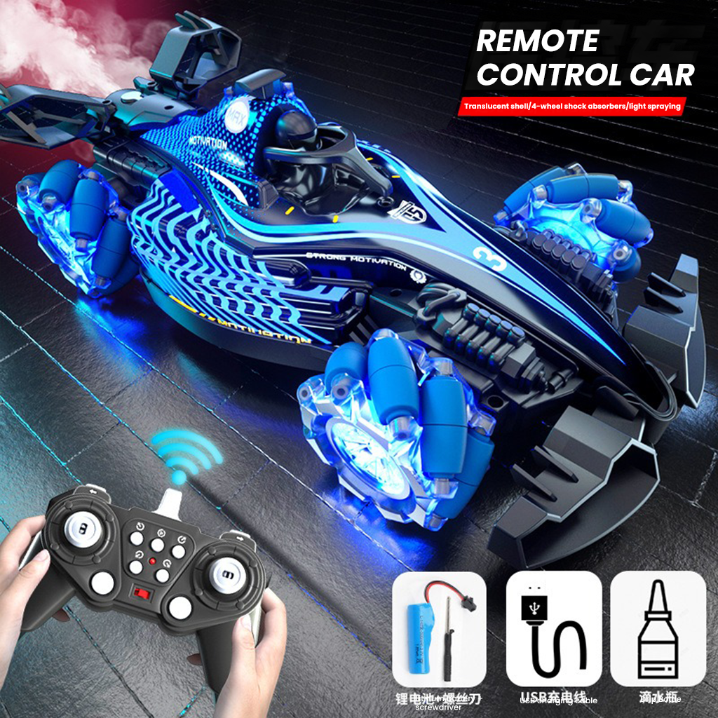 YOTOY Dual-Control 4WD Drift Simulation Formula Racer with RGB Lights, Music, and Spray Remote Control Car