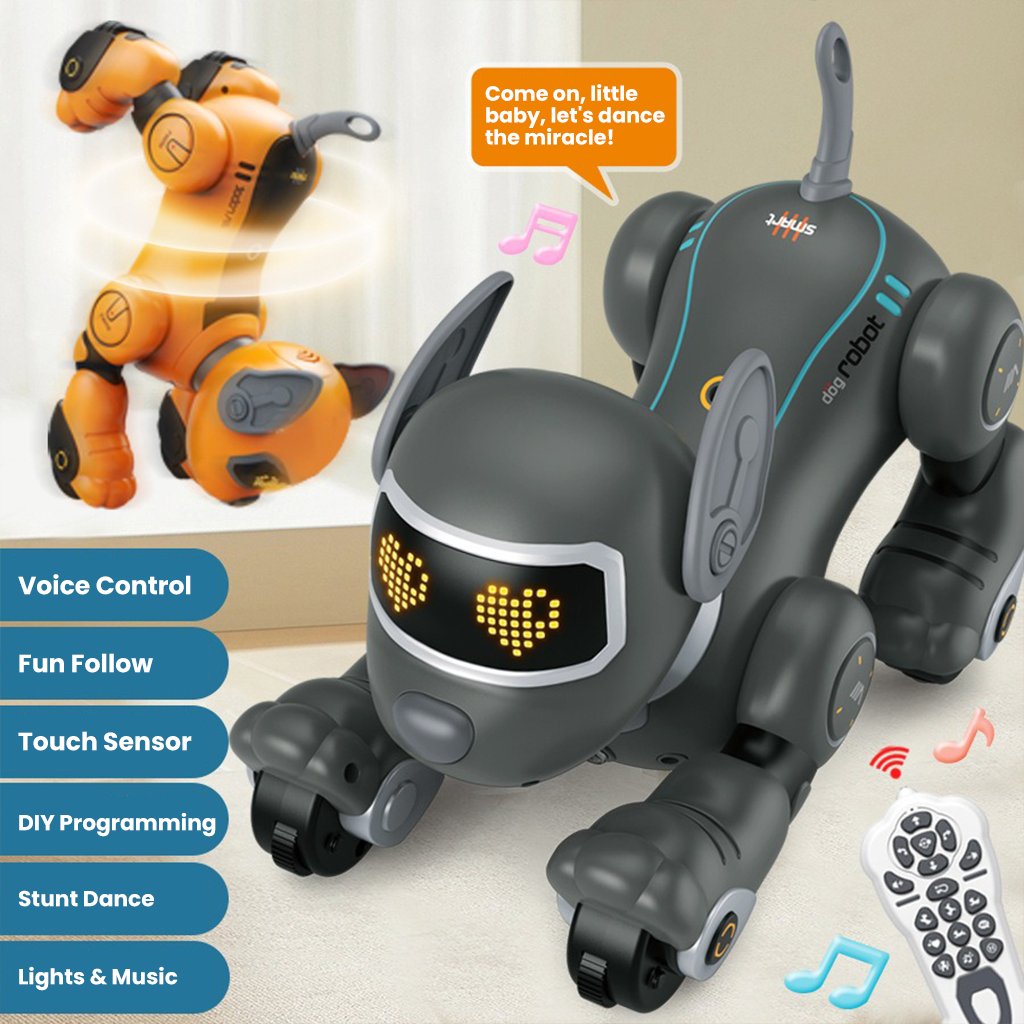 YOTOY 2.4GHz Smart Voice-Controlled RC Robot Dog - Programmable Dancing Tricks, Electronic Pet for Kids