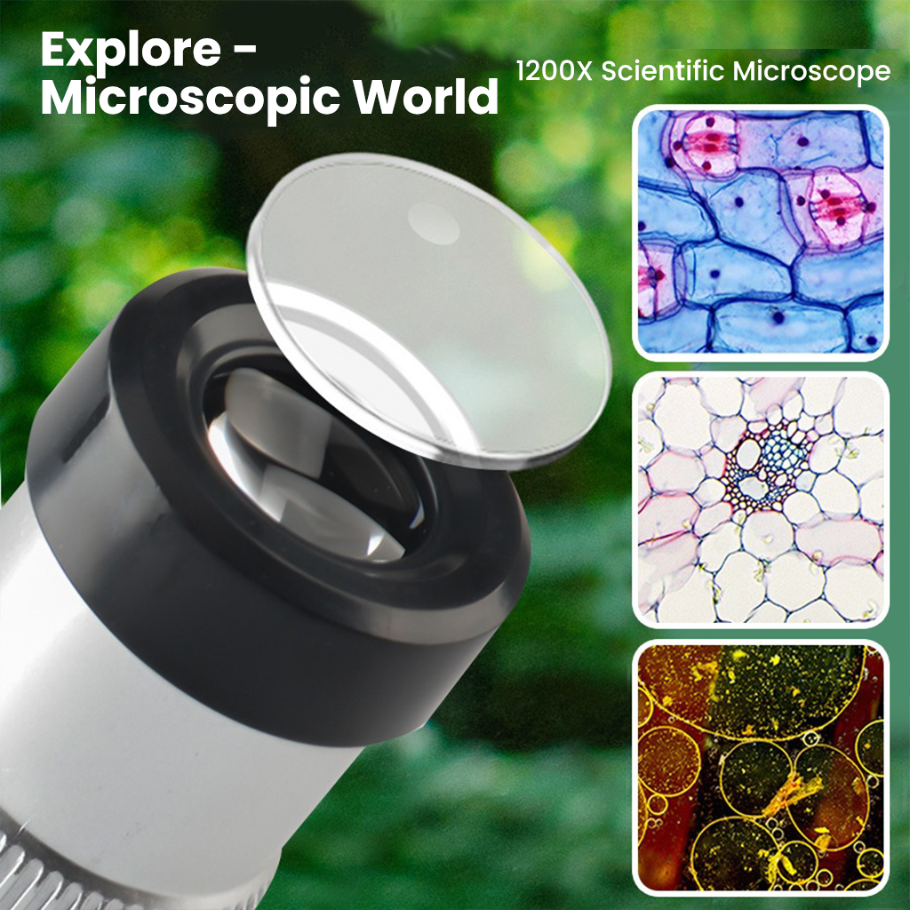 YOTOY Kids Microscope 1200x Magnification Science Toy Kit | STEM Education Biological Experiment Set