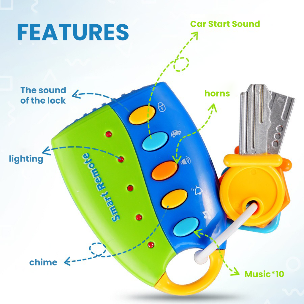 YOTOY Kids Simulation Car Remote Key Toy with Lights & Music - Early Education Soothing Gift for Boys & Girls