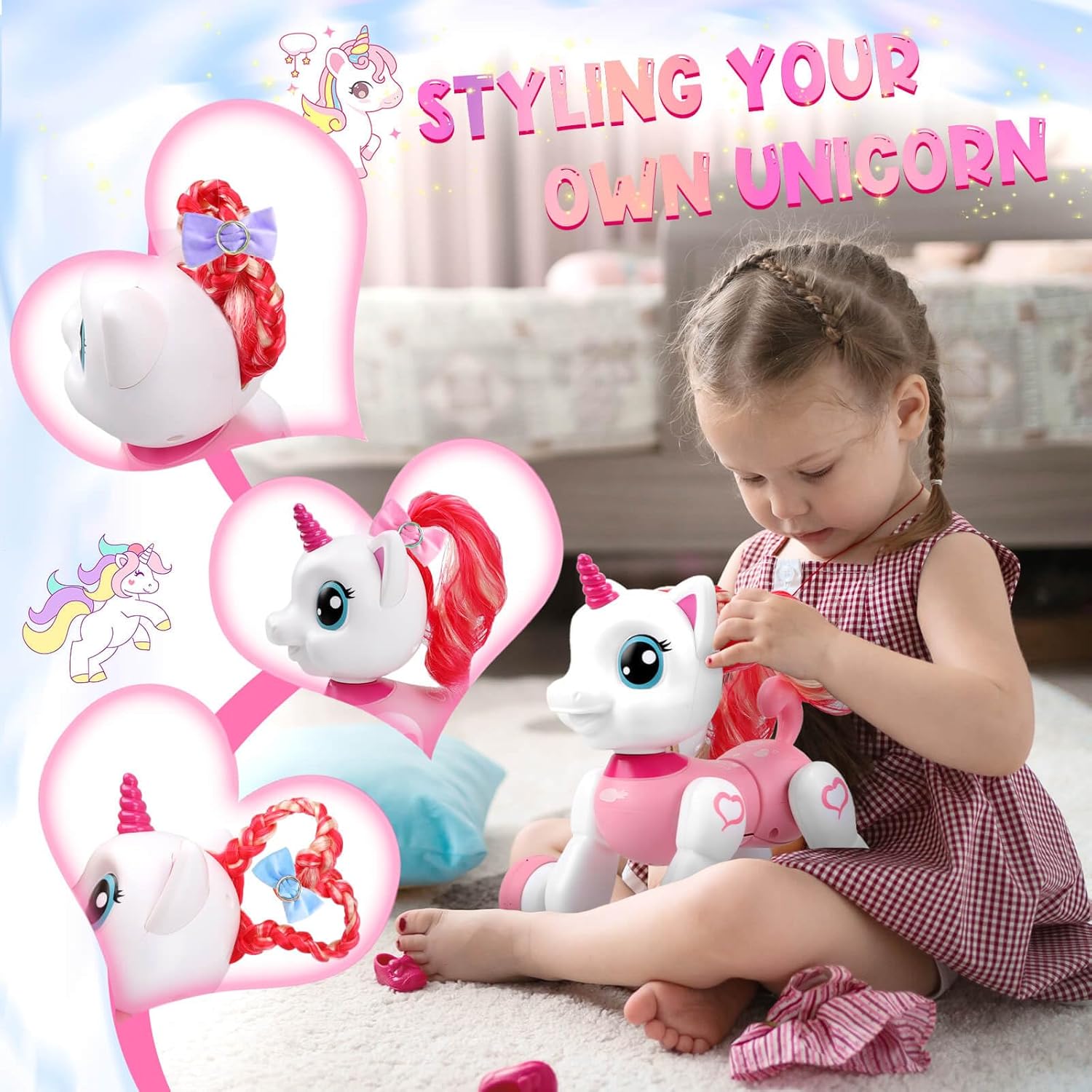 YOTOY Magical RC Unicorn Robot Pet - Best Gift for Girls aged 4-8 Years Old | Pink Toy for Birthday & Holidays