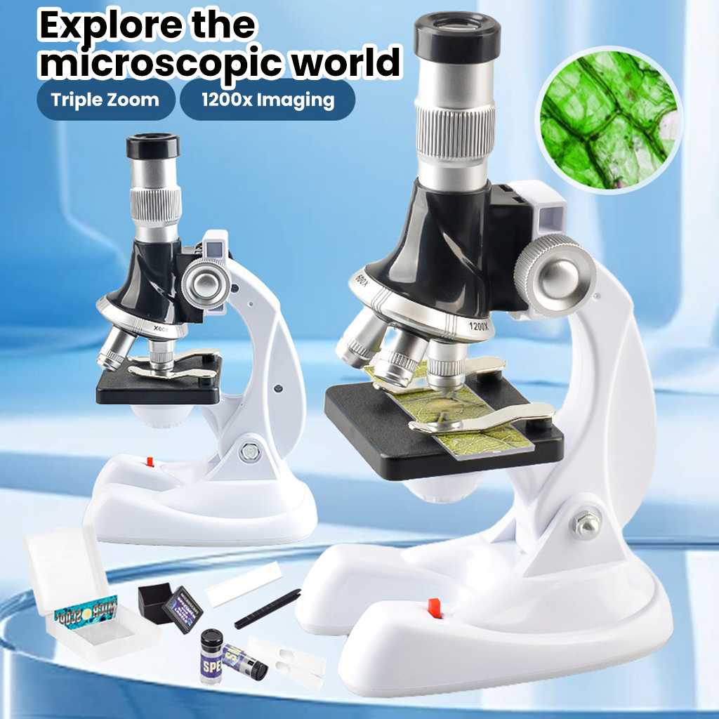 YOTOY Kids Microscope 1200x Magnification Science Toy Kit | STEM Education Biological Experiment Set