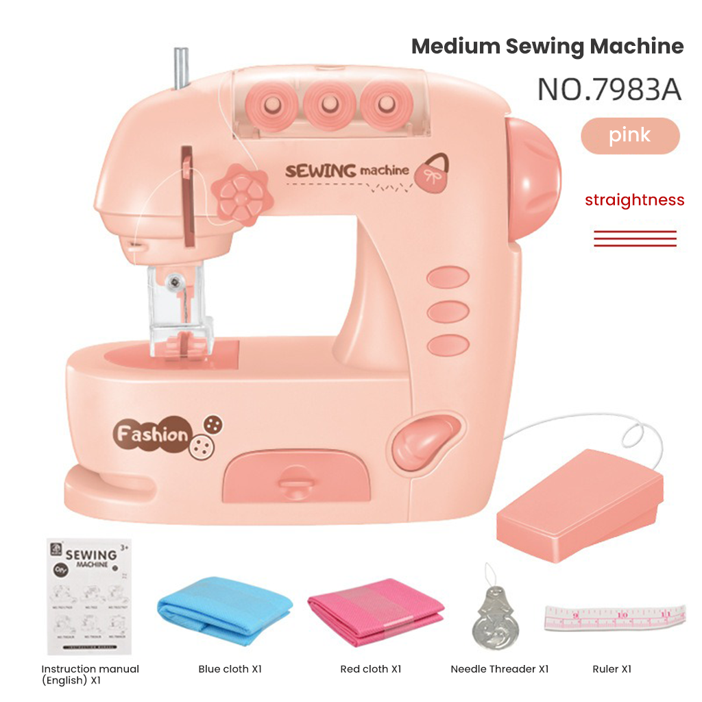 YOTOY Educational Electric Sewing Machine Toy with Lights for Kids – DIY Stitching & Role Play Fun, Perfect for Making Masks - Girls' Creative Gift