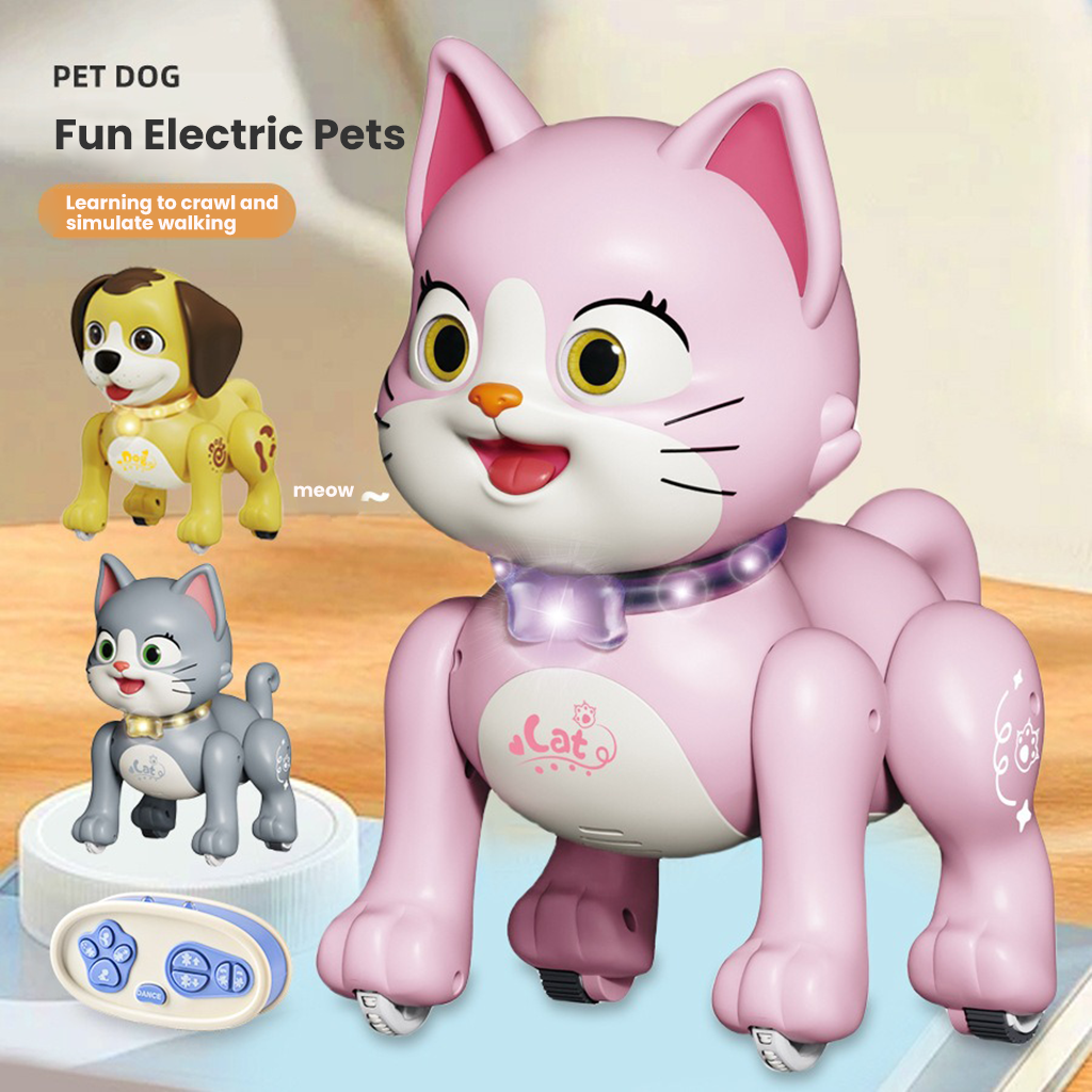 YOTOY 2.4GHz Remote Control Rechargeable Robotic Pet Dog/Cat Toy with Lights & Sound Effects for Kids