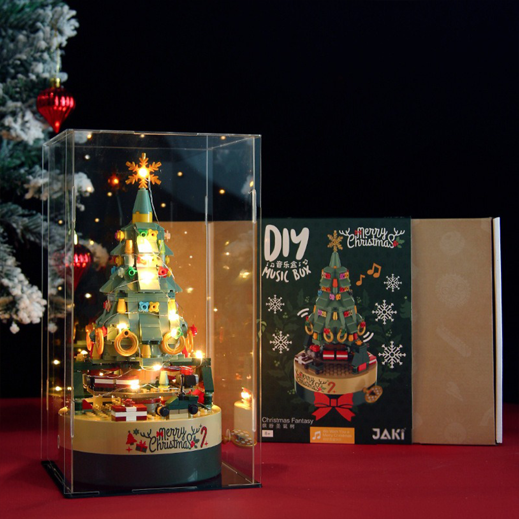 YOTOY Christmas Tree Building Blocks Music Box - Chinese Rotating Brick Toy for Festive Décor & Play