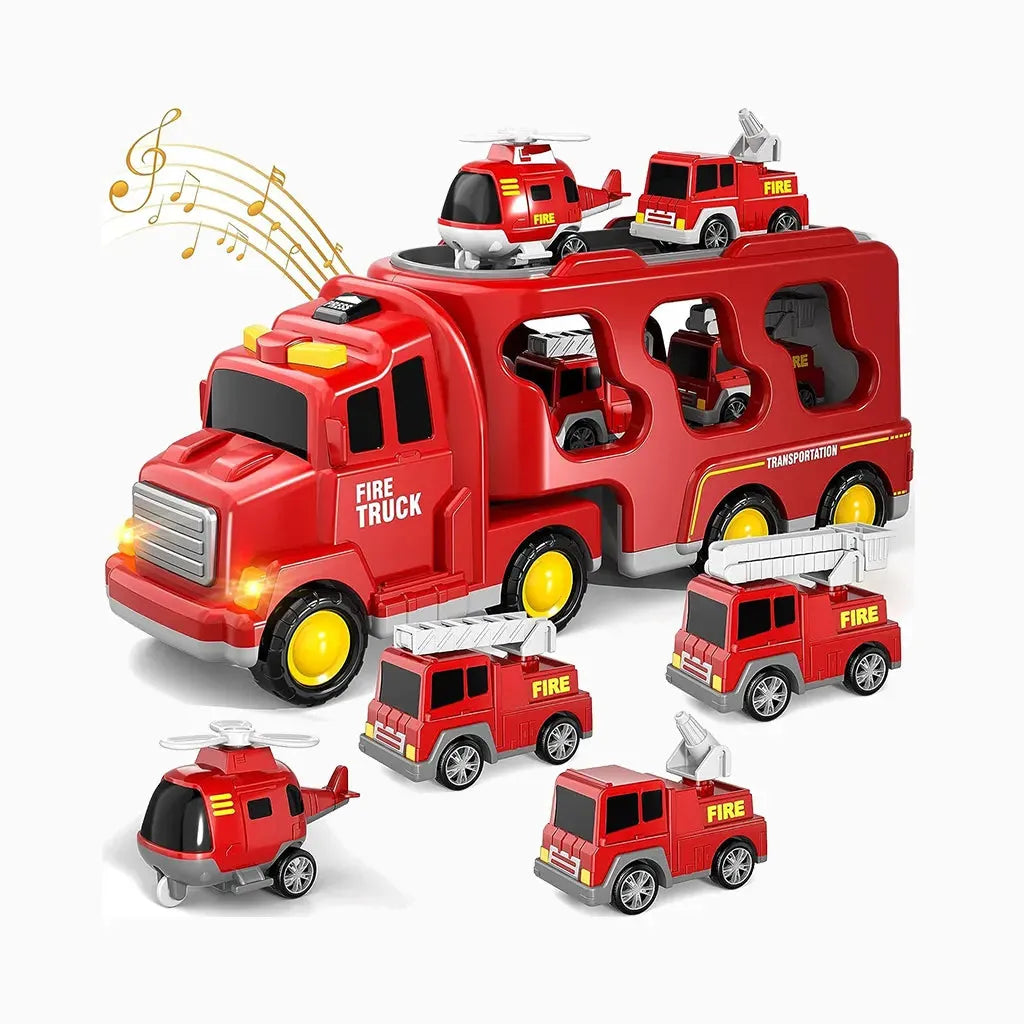 YOTOY 2-in-1 Storage Truck Music & Lights Construction Vehicle Inertia Car Toy for Boys - YOTOY