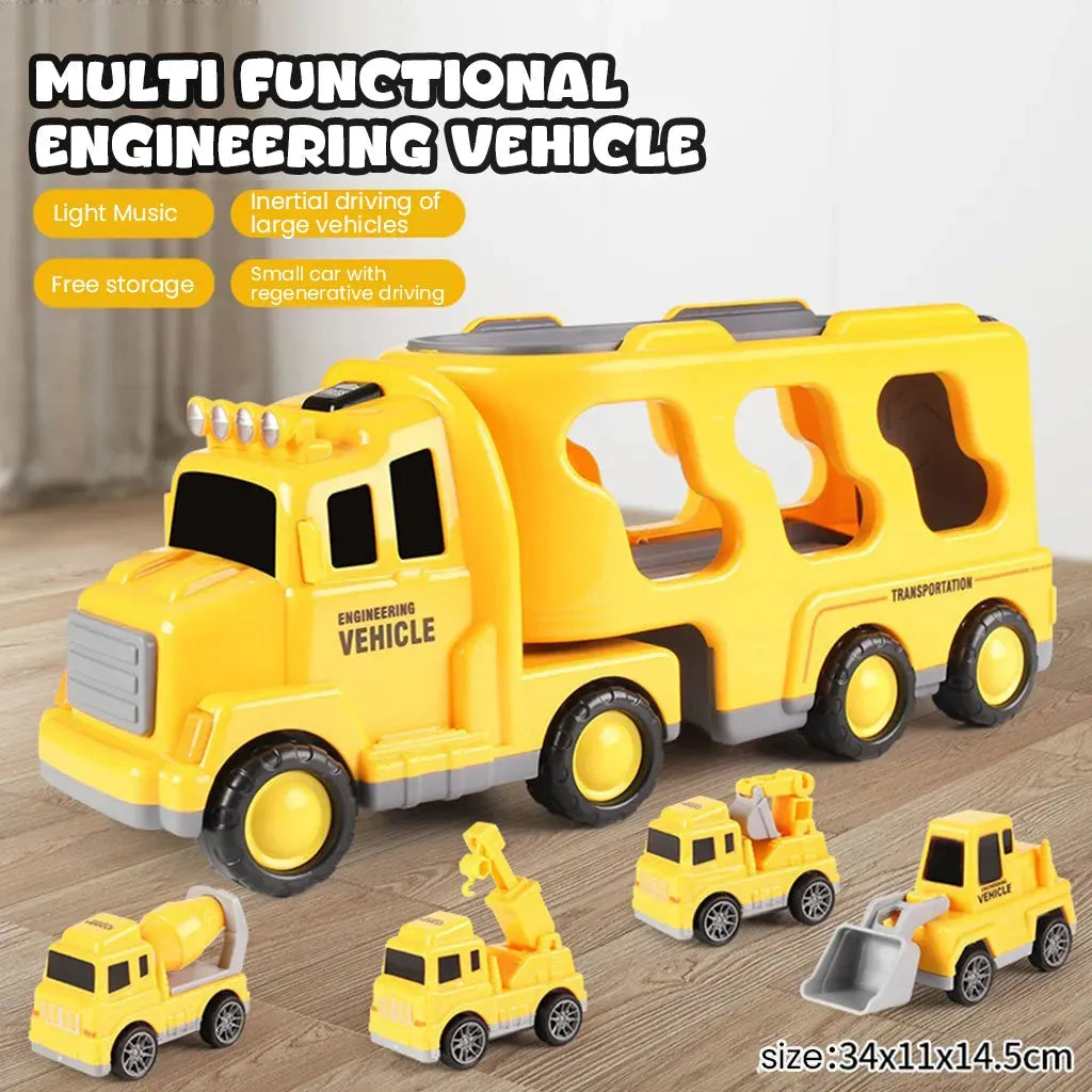 YOTOY 2-in-1 Storage Truck Music & Lights Construction Vehicle Inertia Car Toy for Boys - YOTOY