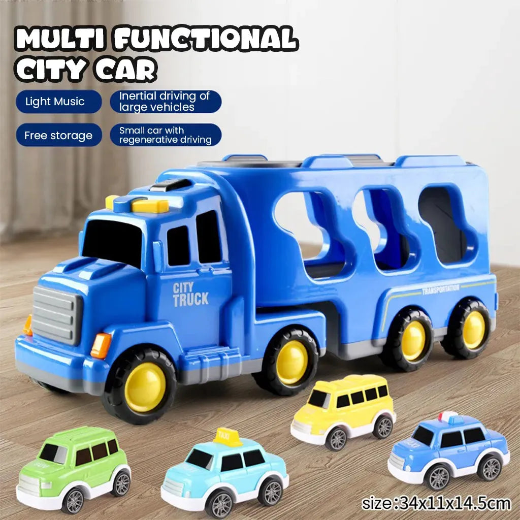 YOTOY 2-in-1 Storage Truck Music & Lights Construction Vehicle Inertia Car Toy for Boys - YOTOY