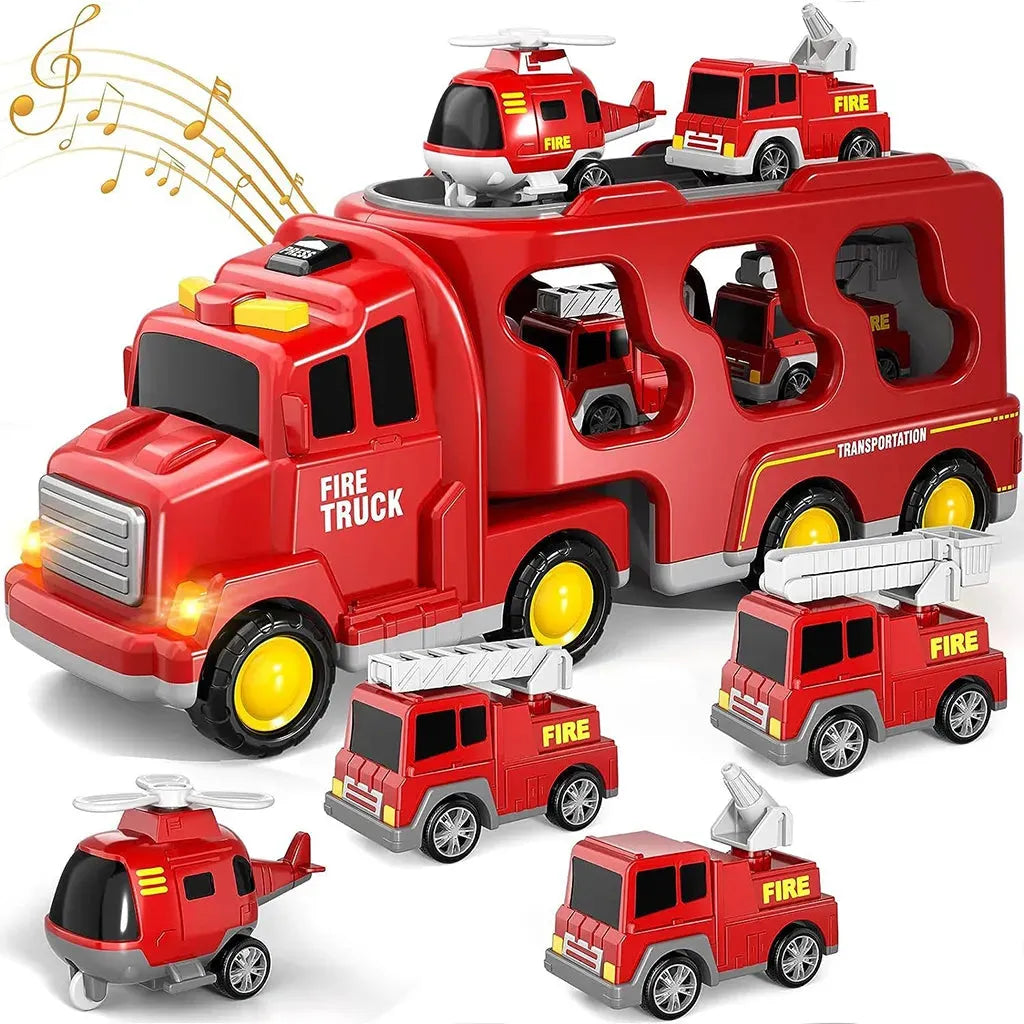 YOTOY 2-in-1 Storage Truck Music & Lights Construction Vehicle Inertia Car Toy for Boys - YOTOY