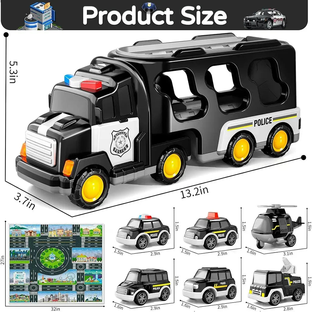 YOTOY 2-in-1 Storage Truck Music & Lights Construction Vehicle Inertia Car Toy for Boys - YOTOY