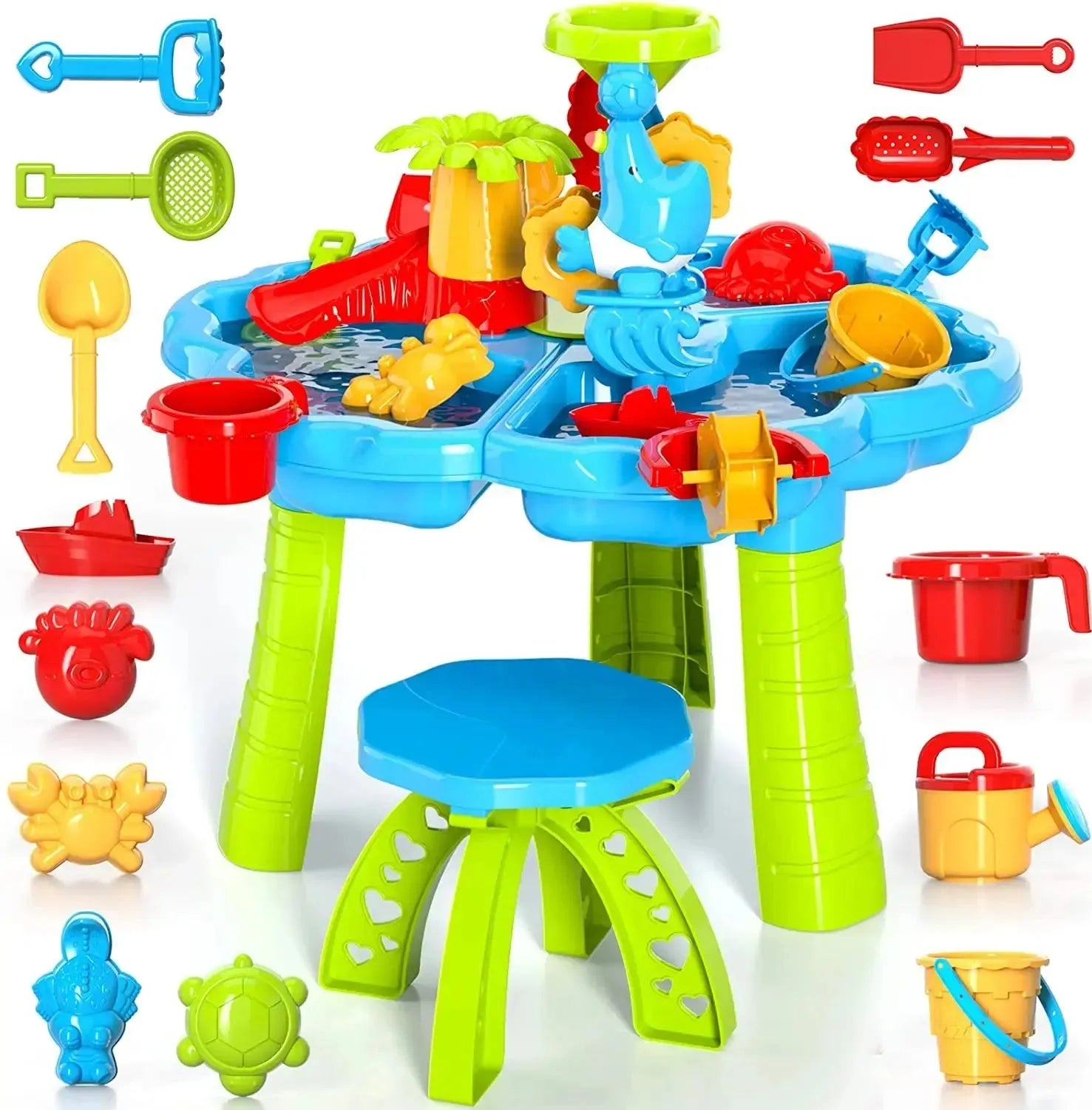 YOTOY 3 in 1 Sand and Water Play Table Beach Toy for Kids Play Table Sand Water Toy for Outdoor Kids Sand Water Table Toys - YOTOY