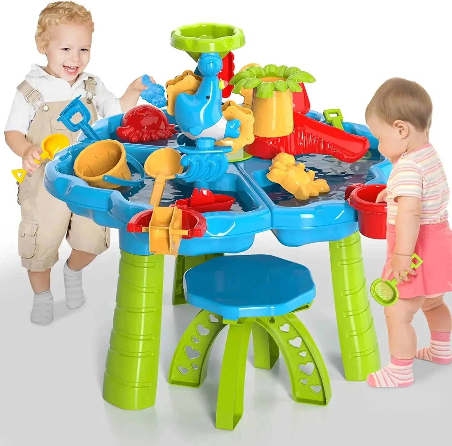 YOTOY 3 in 1 Sand and Water Play Table Beach Toy for Kids Play Table Sand Water Toy for Outdoor Kids Sand Water Table Toys - YOTOY