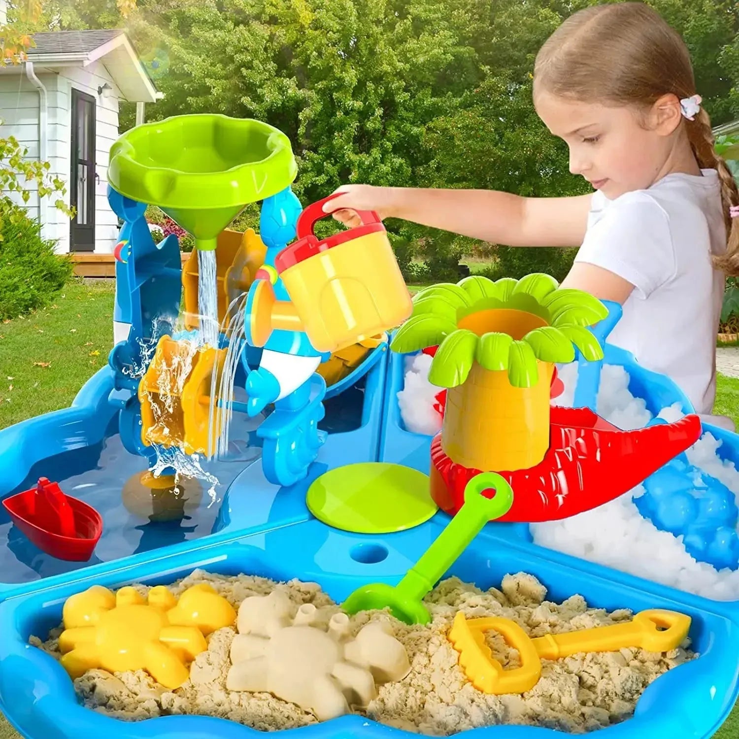 YOTOY 3 in 1 Sand and Water Play Table Beach Toy for Kids Play Table Sand Water Toy for Outdoor Kids Sand Water Table Toys - YOTOY