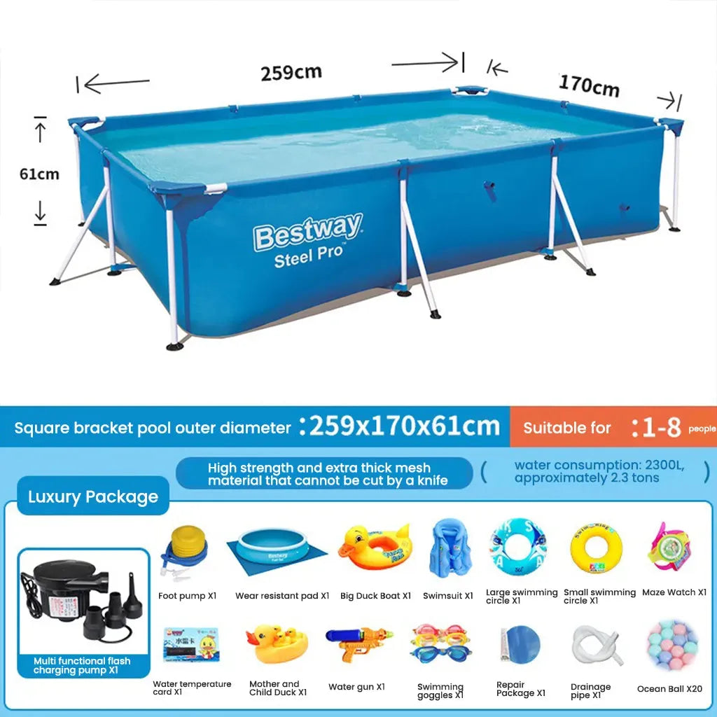 YOTOY 300x201x66cm Square Inflatable Swimming Pool for Kids & Adults - YOTOY