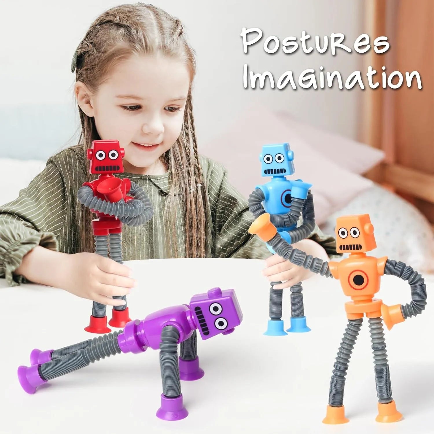 YOTOY 4 Pcs Telescopic Suction Cup Robot Toy - YOTOY