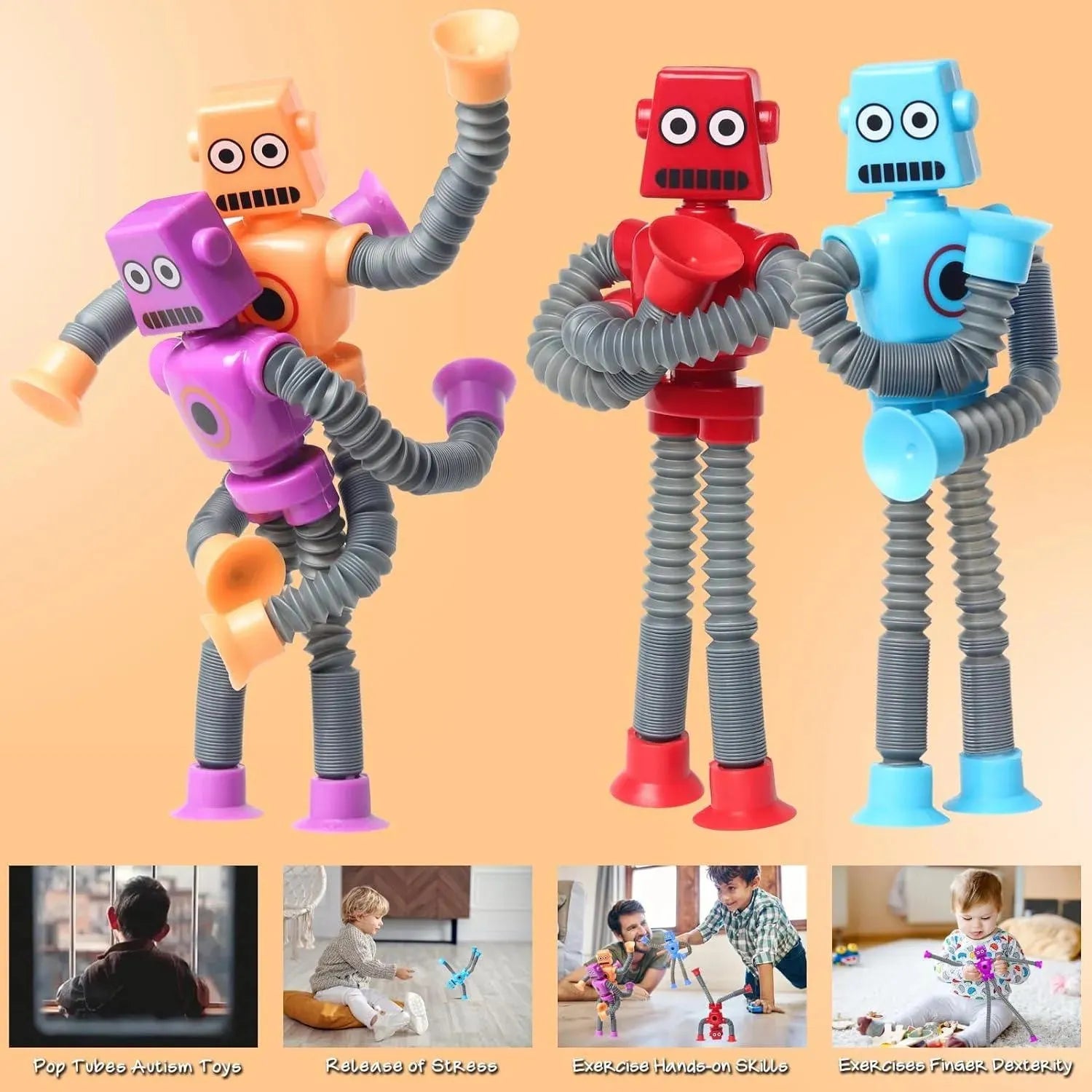 YOTOY 4 Pcs Telescopic Suction Cup Robot Toy - YOTOY