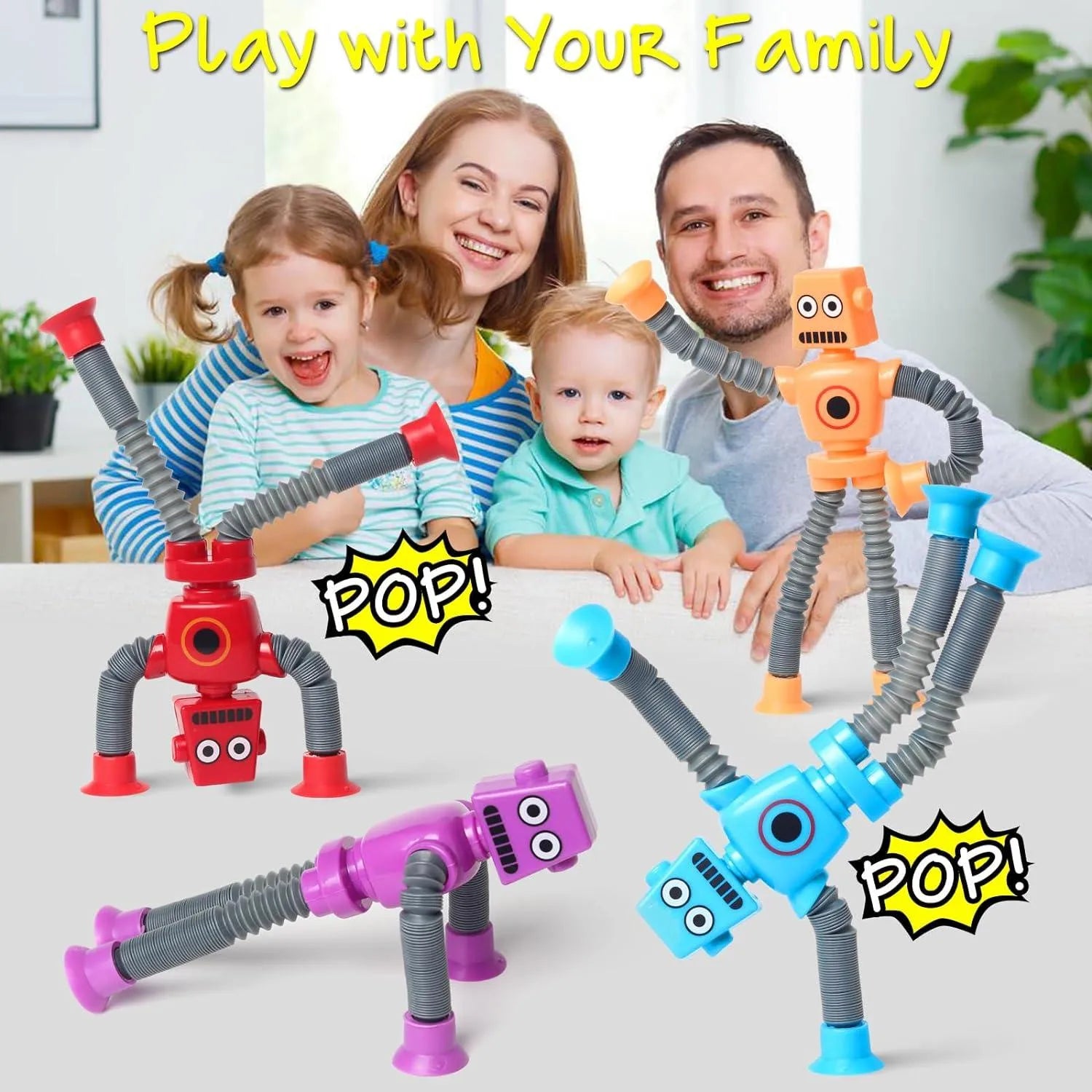 YOTOY 4 Pcs Telescopic Suction Cup Robot Toy - YOTOY