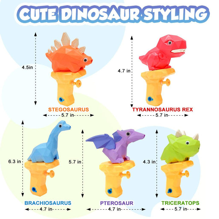 YOTOY 5 Pieces Dinosaur Water Gun Toys for Kids - YOTOY