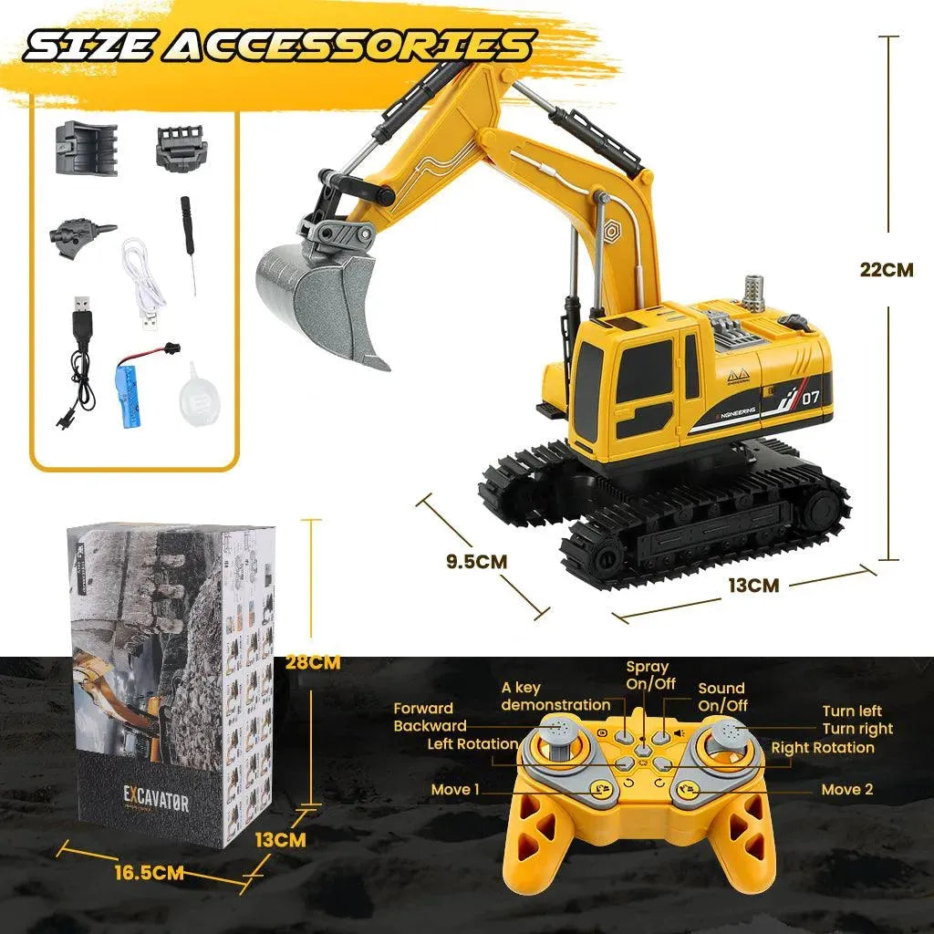 YOTOY 360-degree Rotating Alloy Remote Control Excavator - YOTOY