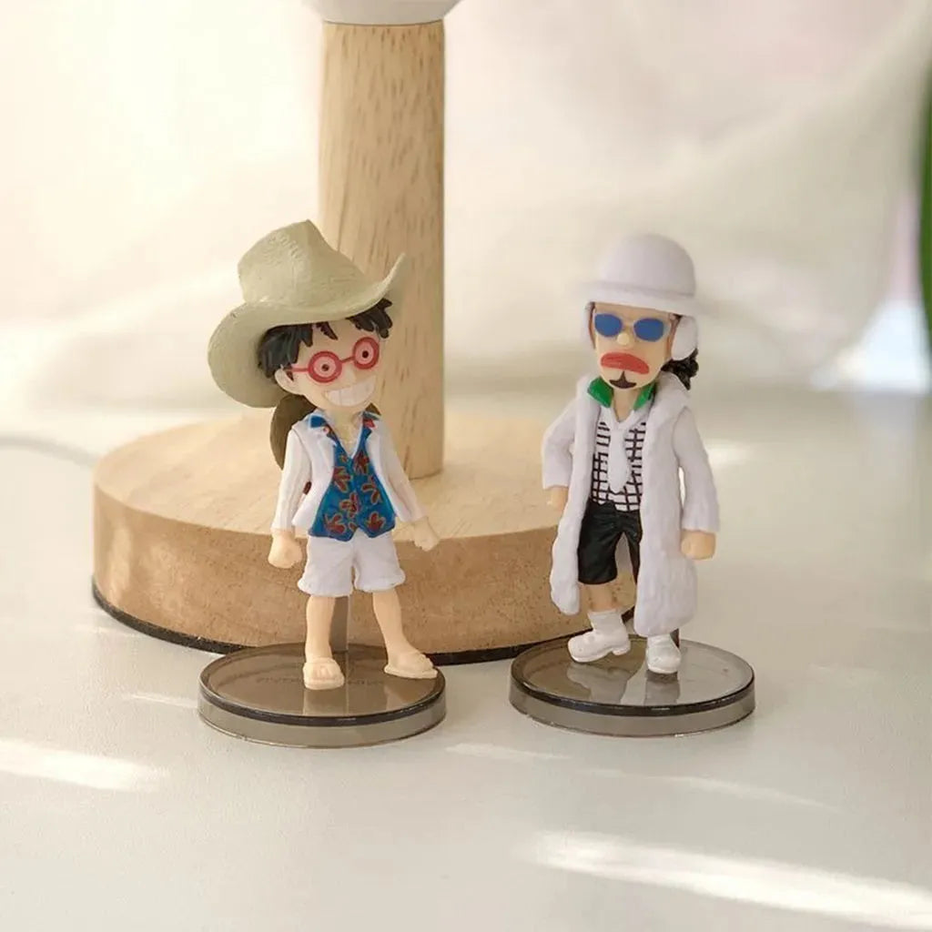 YOTOY 7pcs White Clothes One Piece Luffy Anime Figures Desktop Ornaments - YOTOY