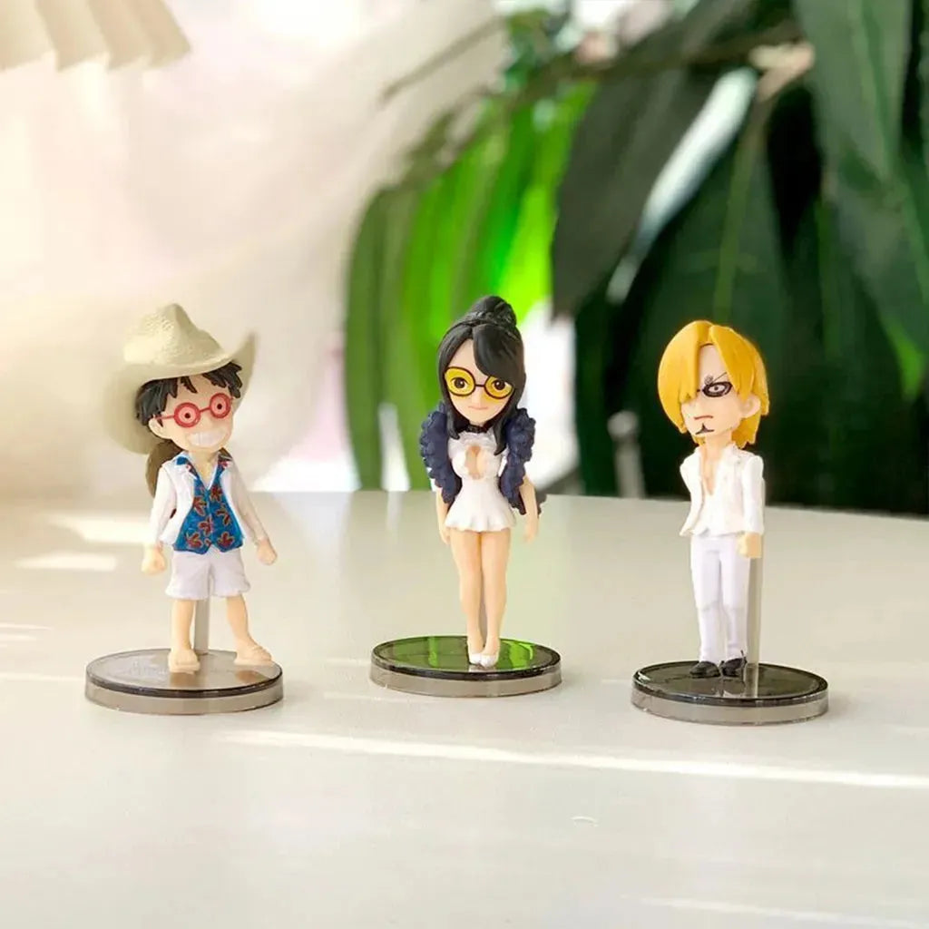 YOTOY 7pcs White Clothes One Piece Luffy Anime Figures Desktop Ornaments - YOTOY