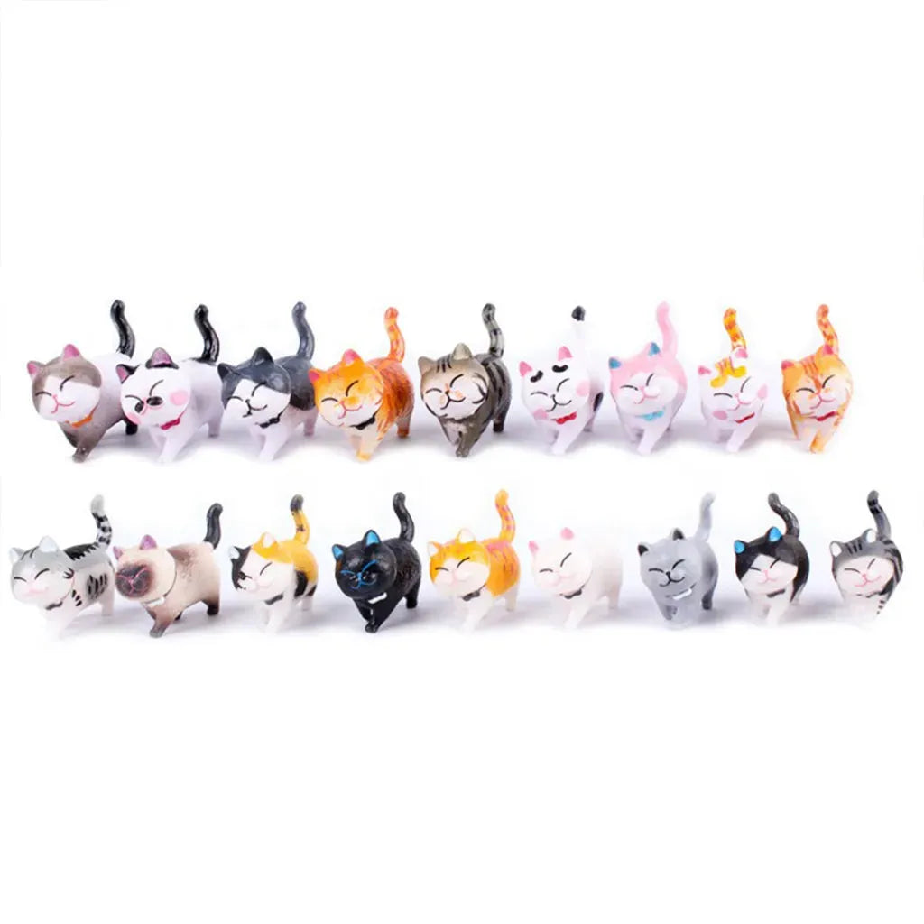 YOTOY 9 Cute Cat Figurines, Desktop Decorations, Cake Decorations - YOTOY