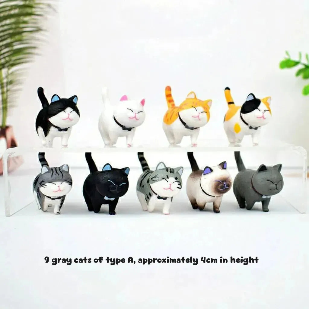 YOTOY 9 Cute Cat Figurines, Desktop Decorations, Cake Decorations - YOTOY