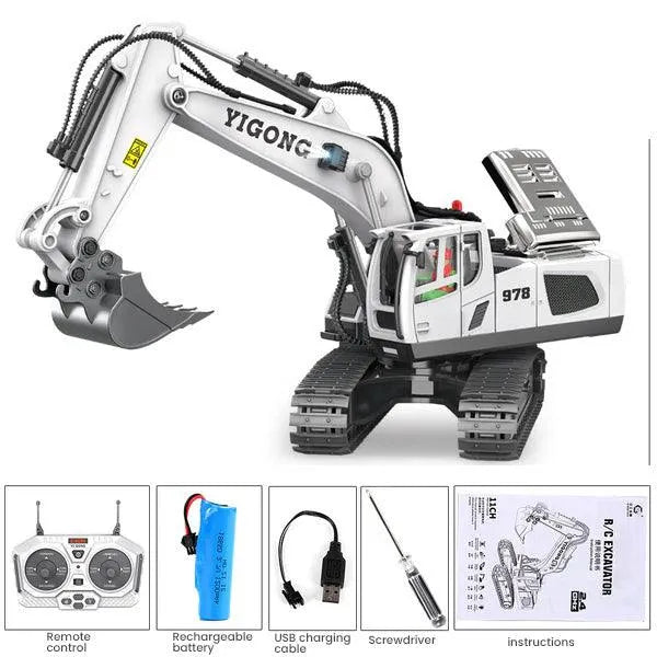 YOTOY Alloy Remote Control Excavator Toys for Boys - YOTOY