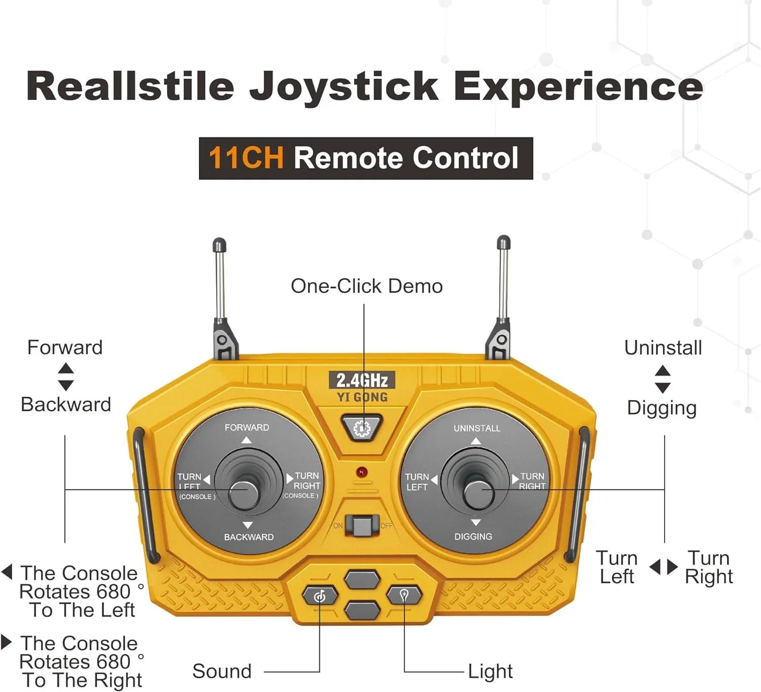 YOTOY Alloy Remote Control Excavator Toys for Boys - YOTOY