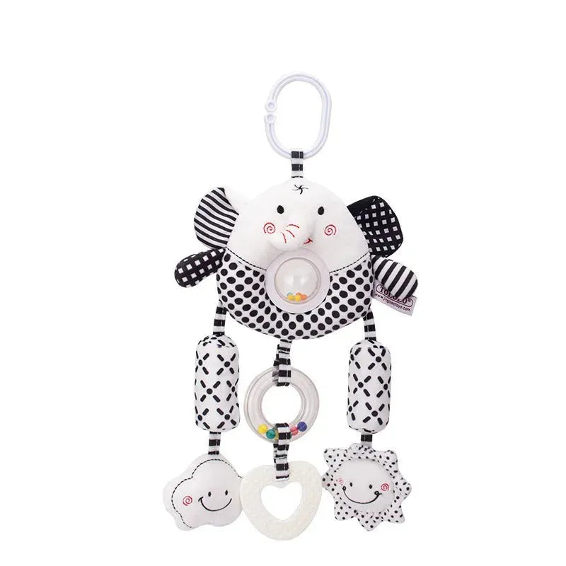 YOTOY Baby Black & White Rattle Mobile Crib Bed Bell Toy for Stroller - Soothing Wind Chime Accessory - YOTOY