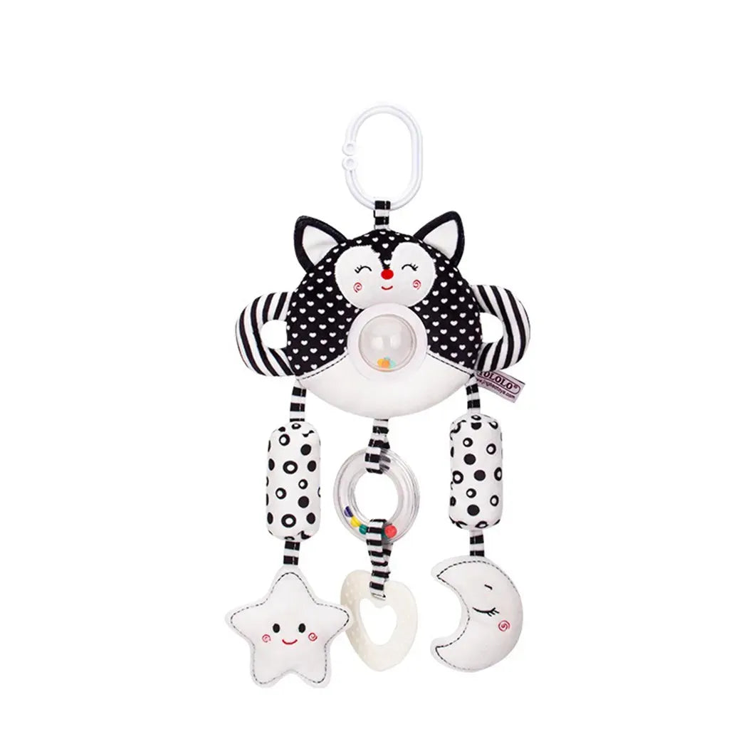 YOTOY Baby Black & White Rattle Mobile Crib Bed Bell Toy for Stroller - Soothing Wind Chime Accessory - YOTOY