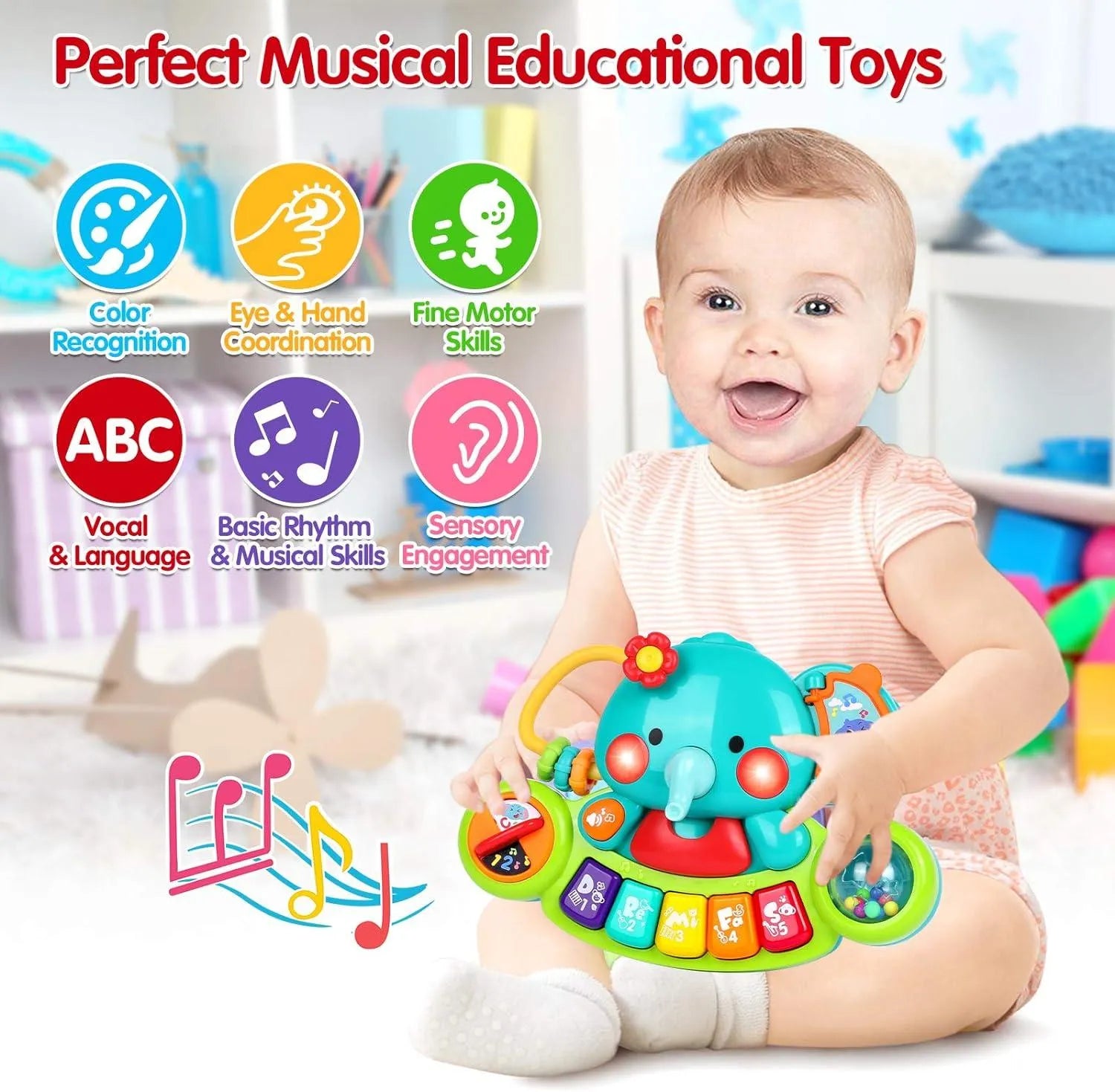 YOTOY Baby Piano Toy 6 to 12 Months Light Up Music Baby Toys - YOTOY