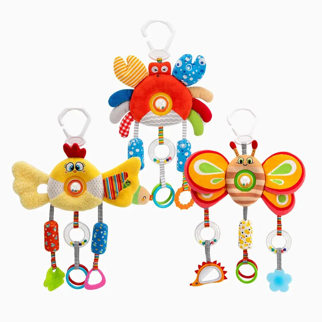 YOTOY Baby Rattle Crib Mobile with Cartoon Car Bed Hanging Wind Chime Toy for Infants & Toddlers - YOTOY