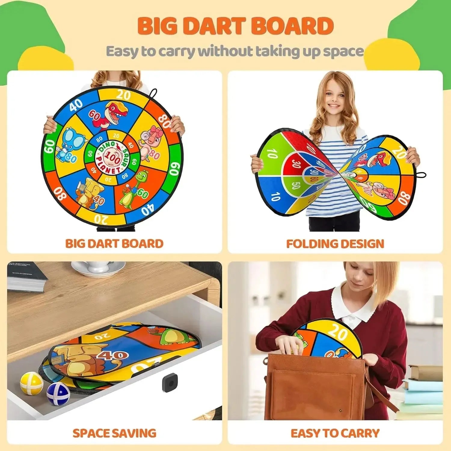 YOTOY Children's Dartboard Set Toys,Double Sided with 20 Sticky Balls,8 Darts,Indoor and Outdoor Party Games - YOTOY