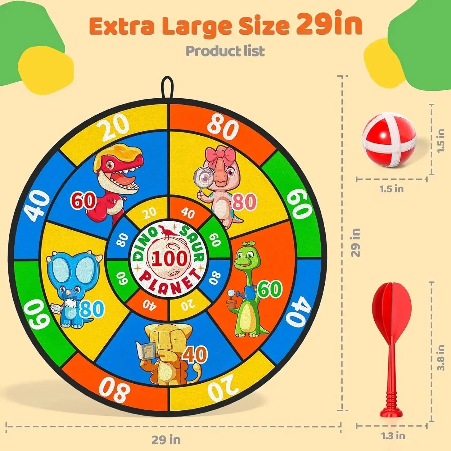 YOTOY Children's Dartboard Set Toys,Double Sided with 20 Sticky Balls,8 Darts,Indoor and Outdoor Party Games - YOTOY