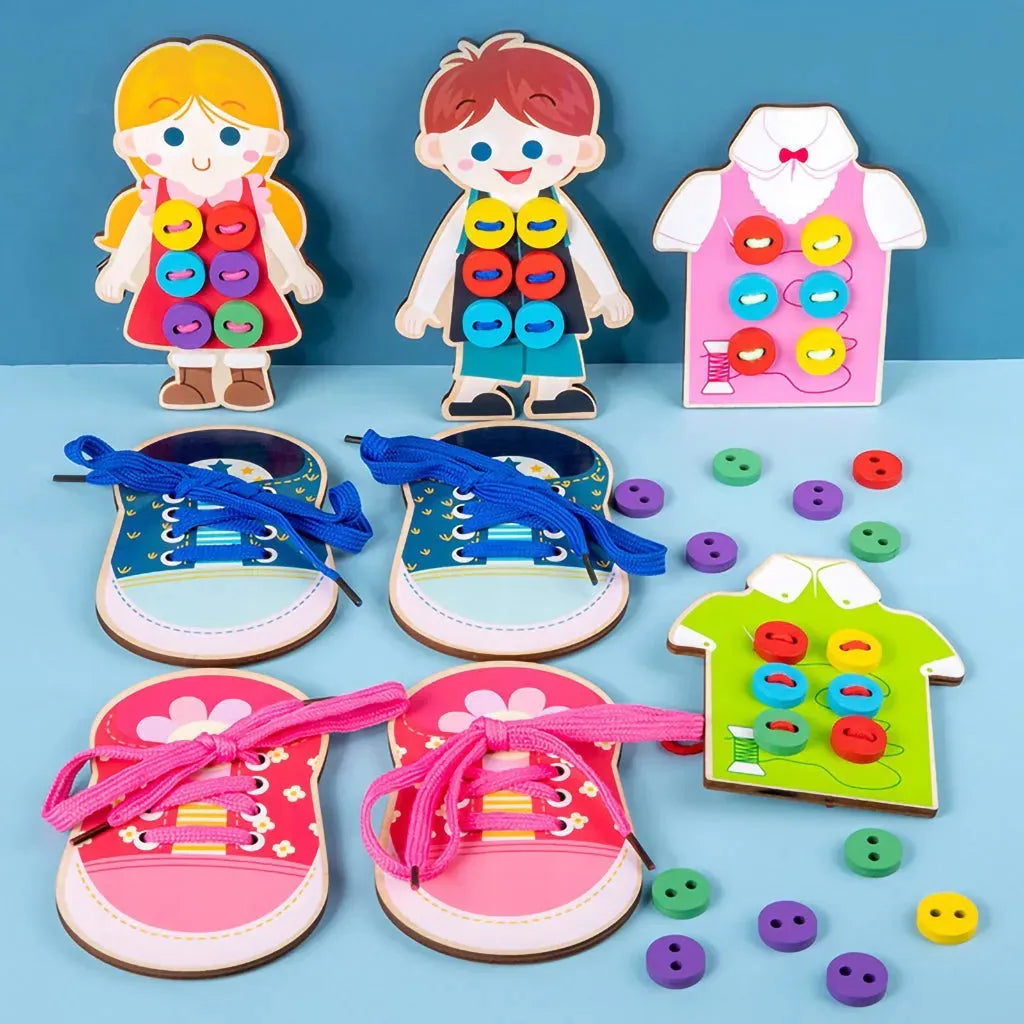 YOTOY Children'S Educational Handmade Toys, Stringing Ropes, Buttoning, Shoe Lacing Games - YOTOY