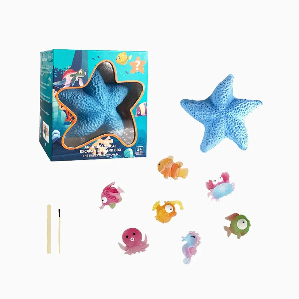 YOTOY Children's Gem Digging Archaeology Shell Love Starfish Ocean Treasure Mining Mineral Elf Mermaid Adventure Kit - YOTOY