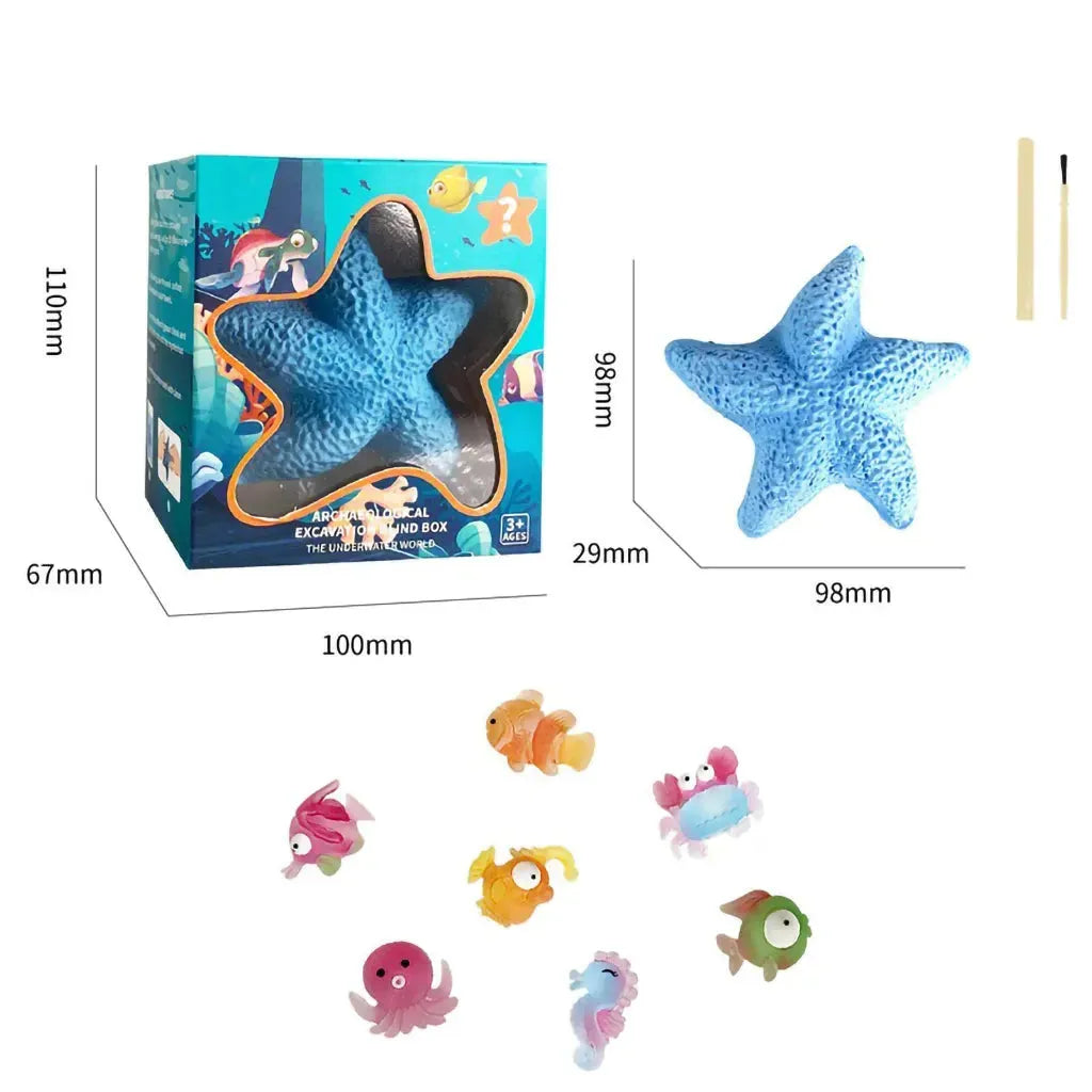 YOTOY Children's Gem Digging Archaeology Shell Love Starfish Ocean Treasure Mining Mineral Elf Mermaid Adventure Kit - YOTOY