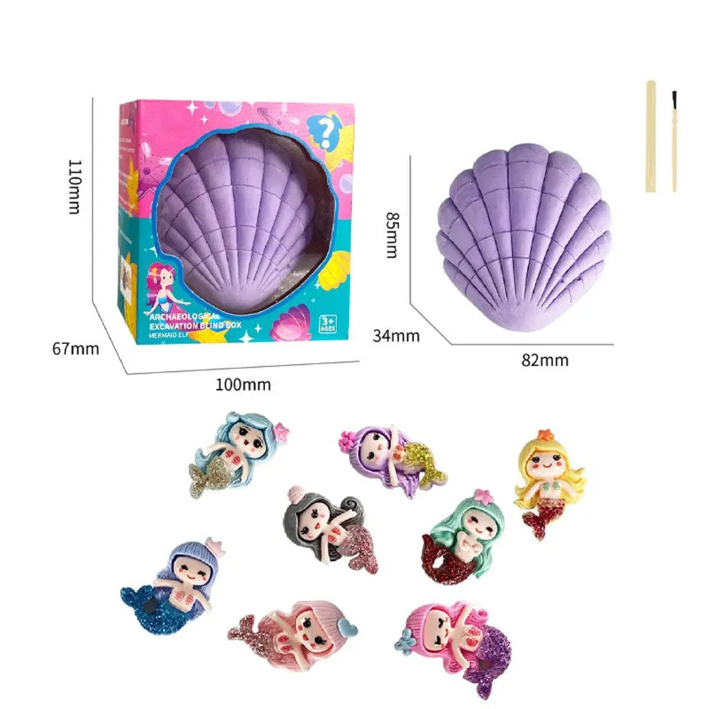 YOTOY Children's Gem Digging Archaeology Shell Love Starfish Ocean Treasure Mining Mineral Elf Mermaid Adventure Kit - YOTOY