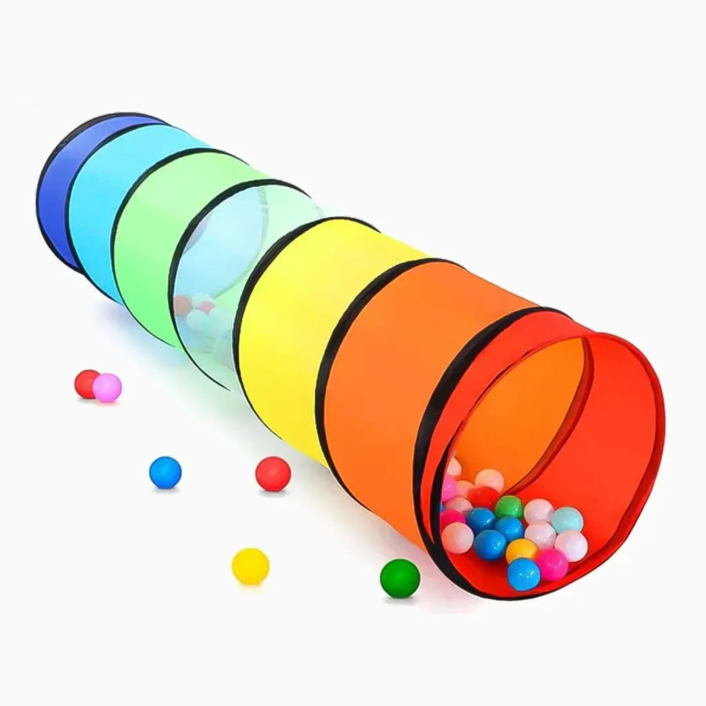 YOTOY Children's Rainbow Sensory Tunnel - Crawling Tube Toy for Baby & Toddler Exercise Equipment (7-Color Rainbow) - YOTOY