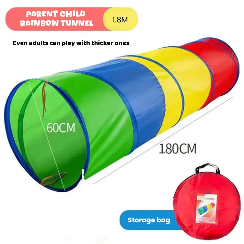 YOTOY Children's Rainbow Sensory Tunnel Obstacle Course Toy for Baby & Toddler Crawling Play, Cross-Border Wholesale (Red, Yellow, Blue, Green) - YOTOY