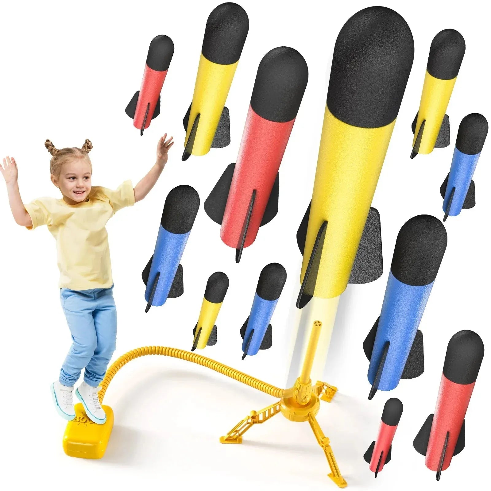 YOTOY Children's toy rocket launcher, Pedal foam launcher,Outdoor Interactive GamesWith 12 bullets - YOTOY